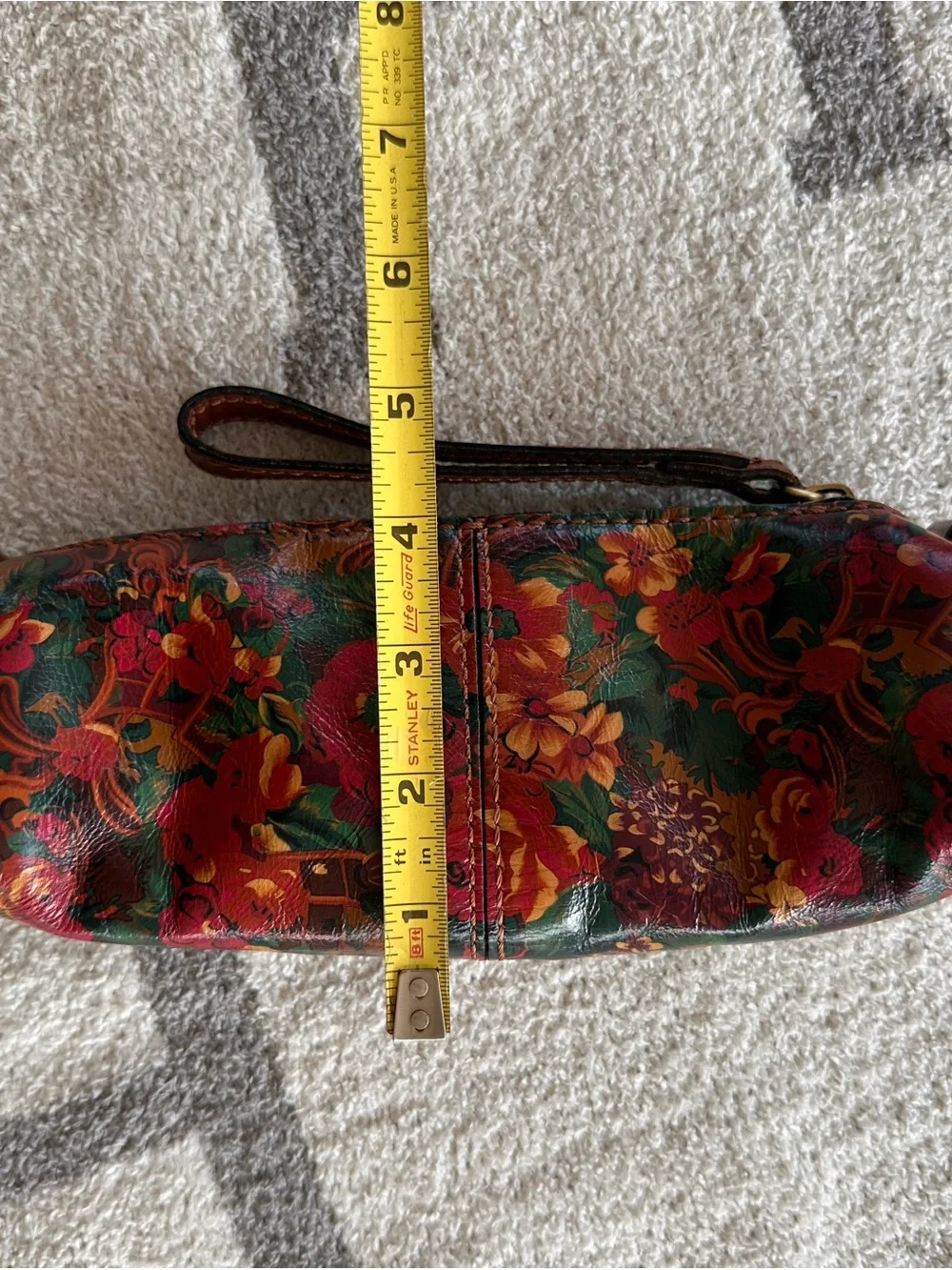 Patricia Nash Floral Leather Wristlet in Red, Green, Brown, Gold